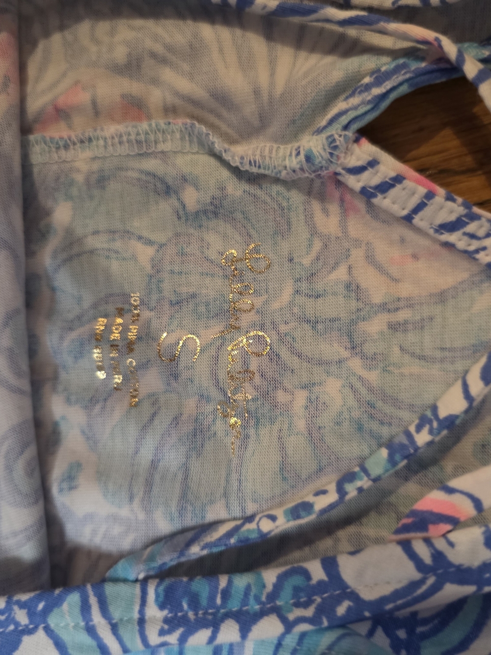 Lilly Pulitzer Blue & Pink Shell-Print Swim Coverup Dress - Picture 3 of 3